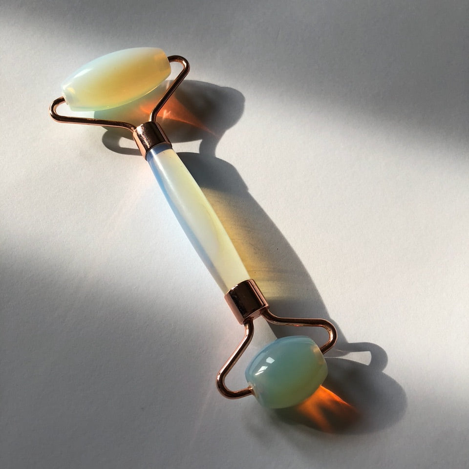 Opalite facial roller and gua sha plate